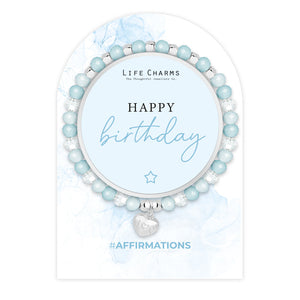 Life Charms Blue and Silver Happy Birthday Affirmations Bracelet - More Than Just a Gift | Narborough Hall