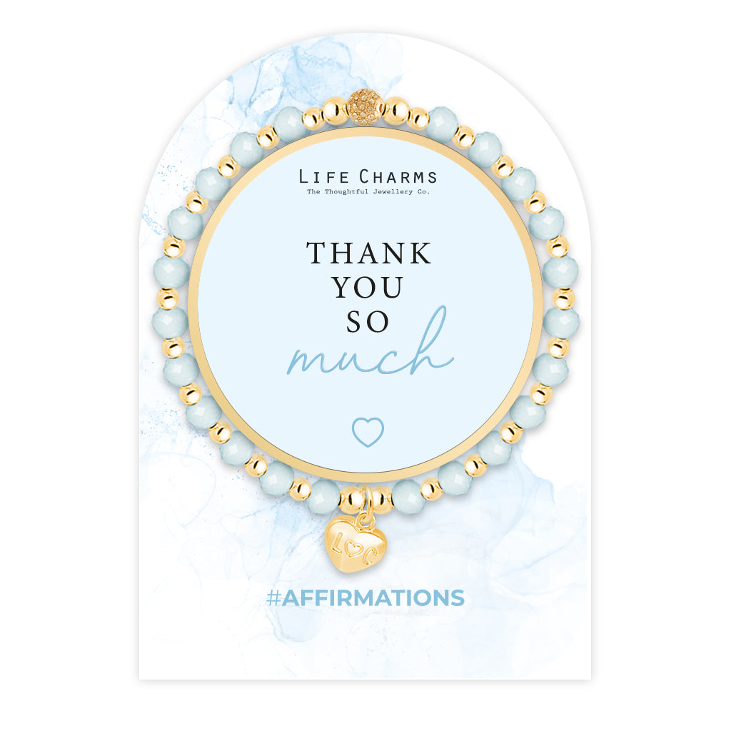 Life Charms Blue and Gold Thank You Affirmations Bracelet - More Than Just a Gift | Narborough Hall