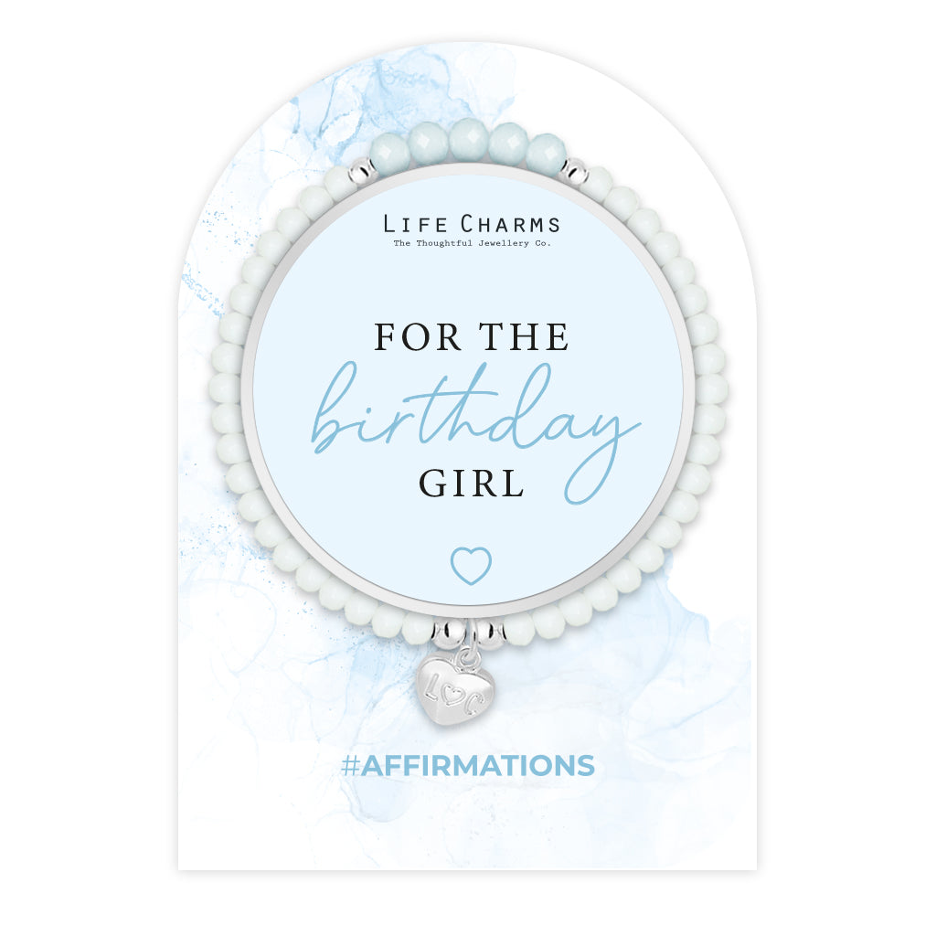 Life Charms Blue and Crystal Birthday Girl Affirmations Bracelet - More Than Just a Gift | Narborough Hall