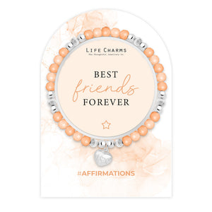 Life Charms Peach and Silver Best Friends Forever Affirmations Bracelet - More Than Just a Gift | Narborough Hall