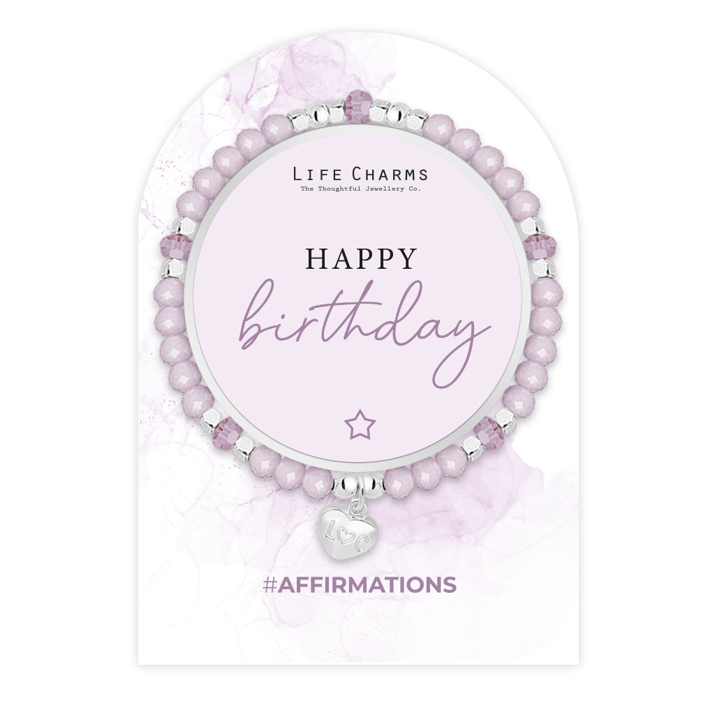Life Charms Lilac/ Purple Happy Birthday Affirmations Bracelet - More Than Just a Gift | Narborough Hall