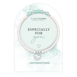 Life Charms Green, White and Silver Especially For You Affirmations Bracelet - More Than Just a Gift | Narborough Hall