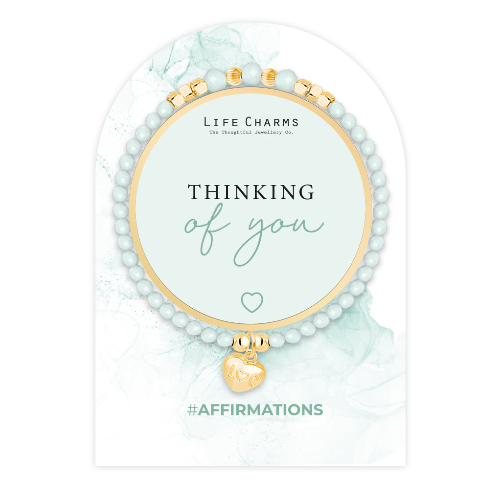Life Charms Green And Gold Thinking of You Affirmations Bracelet - More Than Just a Gift | Narborough Hall