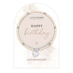 Life Charms Cream and Coral Happy Birthday Affirmations Bracelet - More Than Just a Gift | Narborough Hall