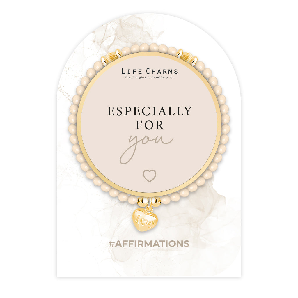 Life Charms Cream and Gold Especially For You Affirmations Bracelet - More Than Just a Gift | Narborough Hall