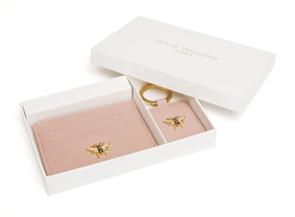 Alice Wheeler Pink Bow card holder & key ring gift set