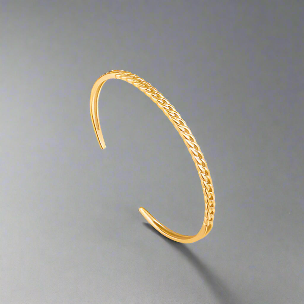 Sterling Silver Gold Curb Chain Cuff