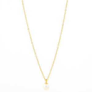 Mira Mira Singe Pearl Gold Plated Stainless Steel Necklace