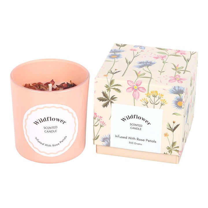 Wildflower Scented Candle With Rose Petals