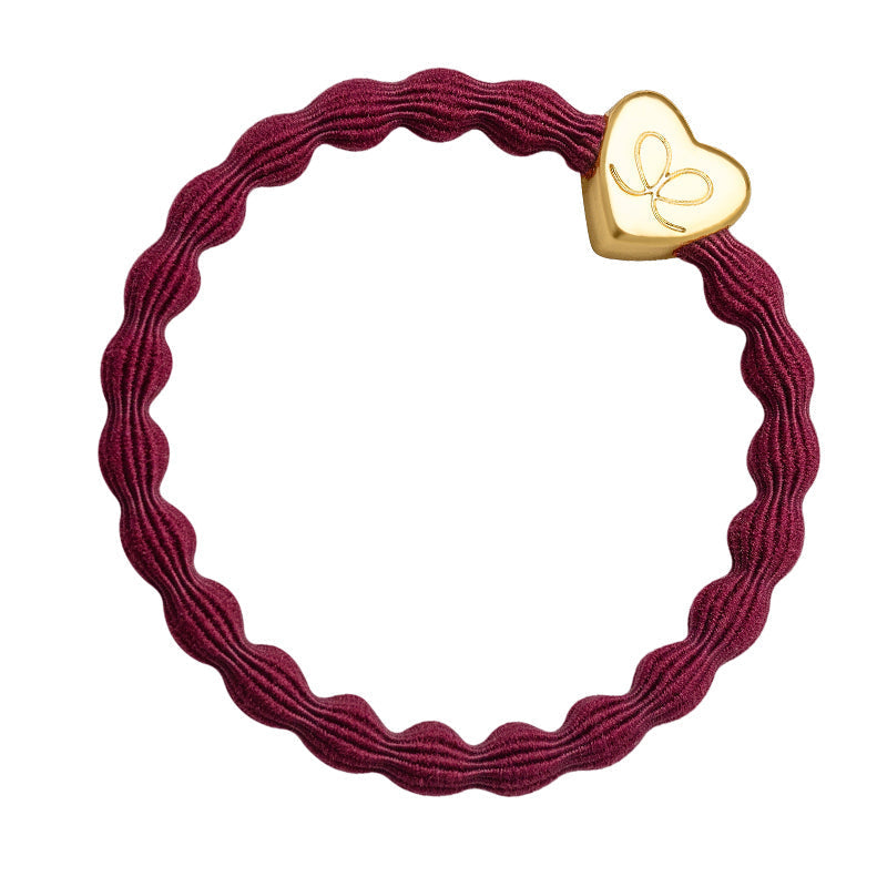 Burgundy Red Gold Heart Bangle Band