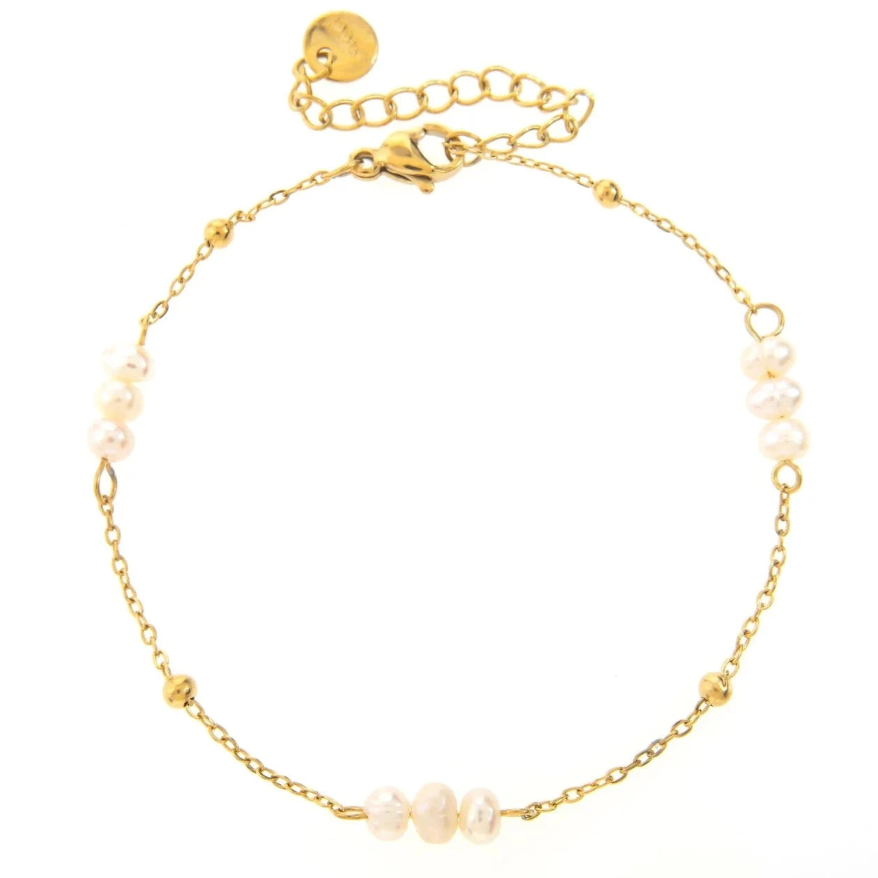Miramira Triple Pearl Gold Plated Stainless Steel Bracelet