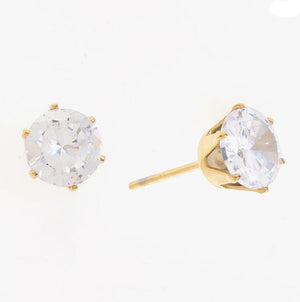 Mira Mira Large Sparkle Stud Gold Plated Stainless Steel Earrings