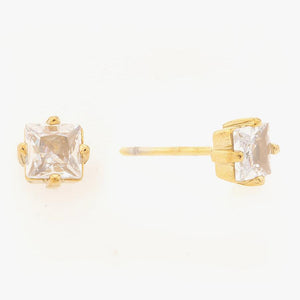 Mira Mira Single Square Sparkle Stud Gold Plated Stainless Steel Earrings