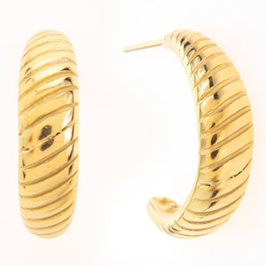 Mira Mira Large Rope Effect Hoop Gold Plated Stainless Steel Earrings