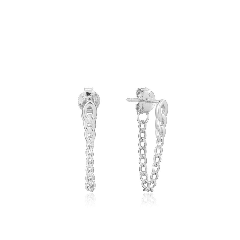 Ania Haie Chain Reaction Silver Curb Chain Earrings