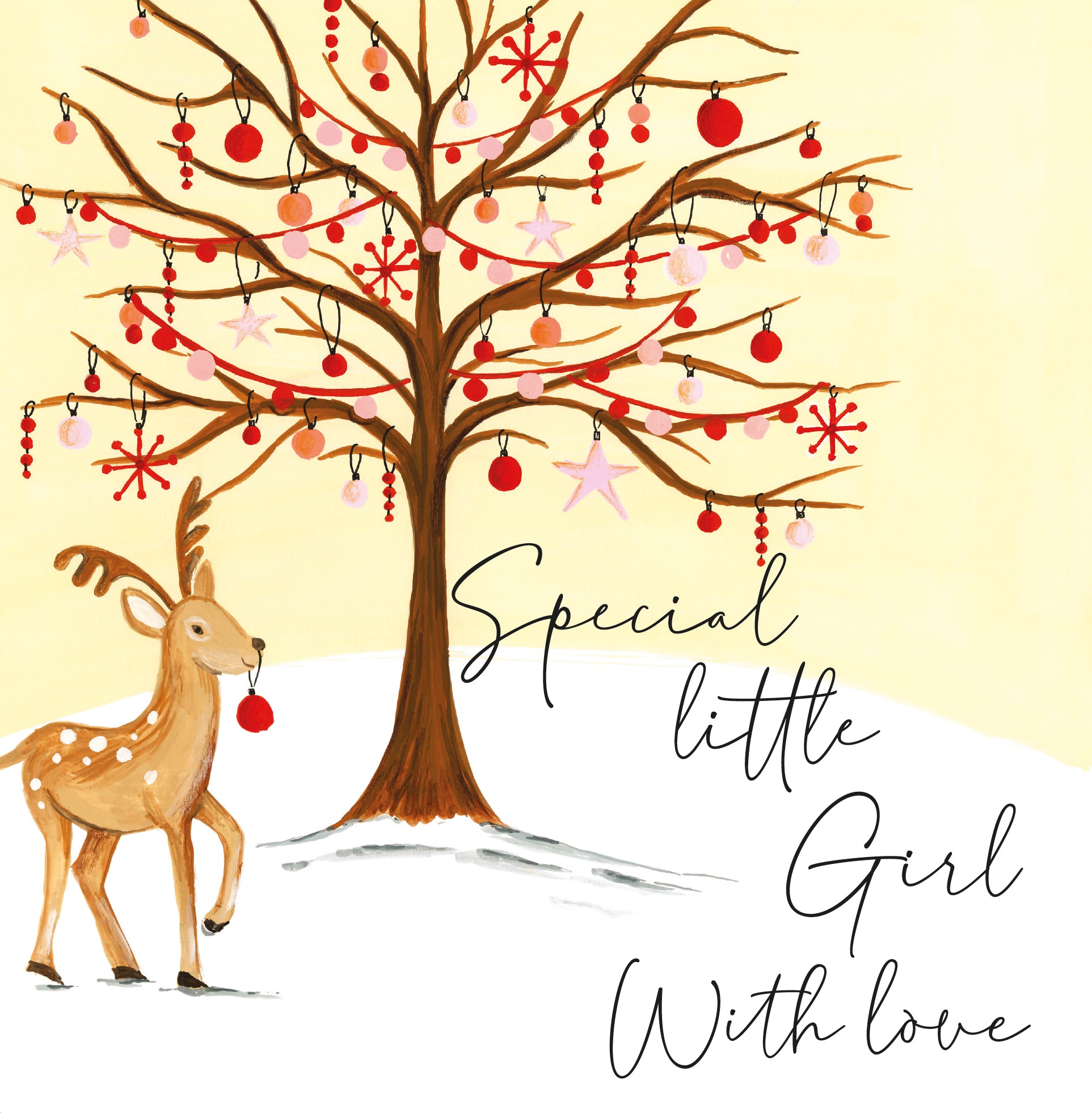 Janie Wilson Reindeer & Tree – Special Little Girl Christmas Card