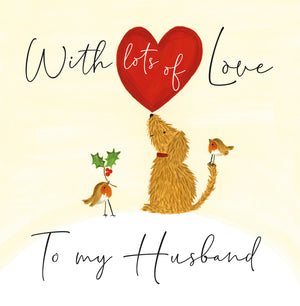 Janie Wilson Dog with Heart – To My Husband Christmas Card