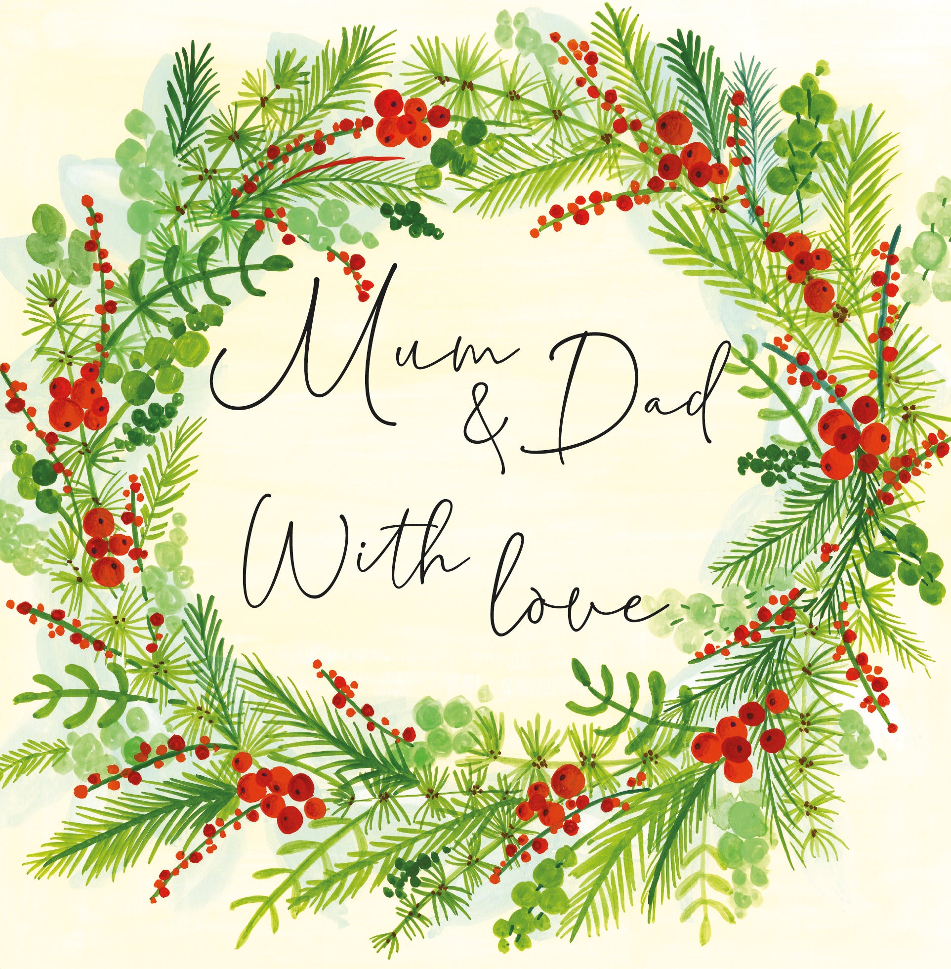 Janie Wilson Christmas Wreath – Mum & Dad Christmas Card