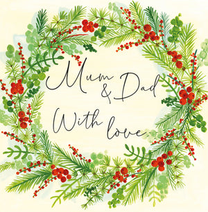 Janie Wilson Christmas Wreath – Mum & Dad Christmas Card