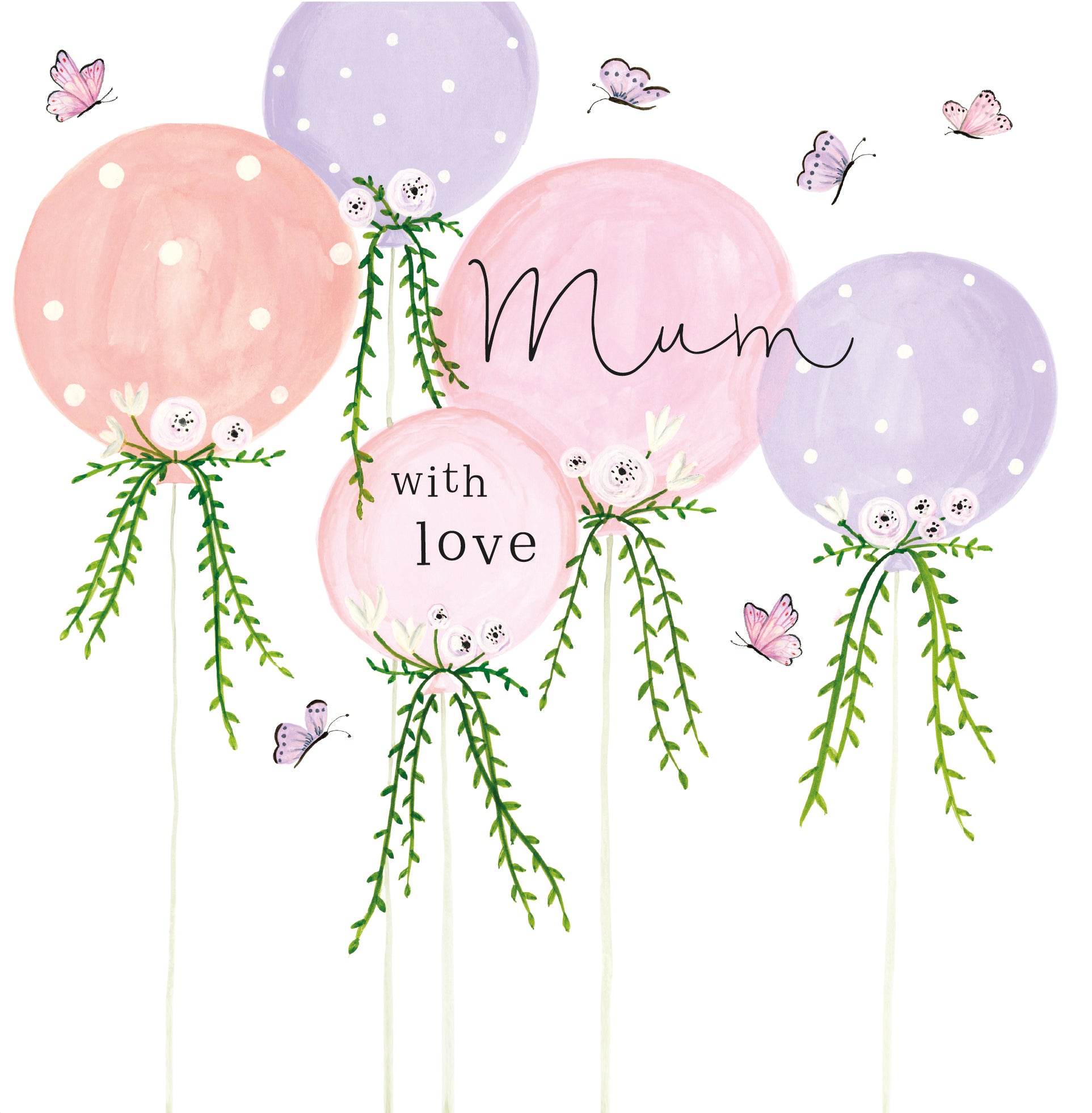 Mum With Love – Pink & Lilac Balloons Card - More Than Just a Gift | Narborough Hall