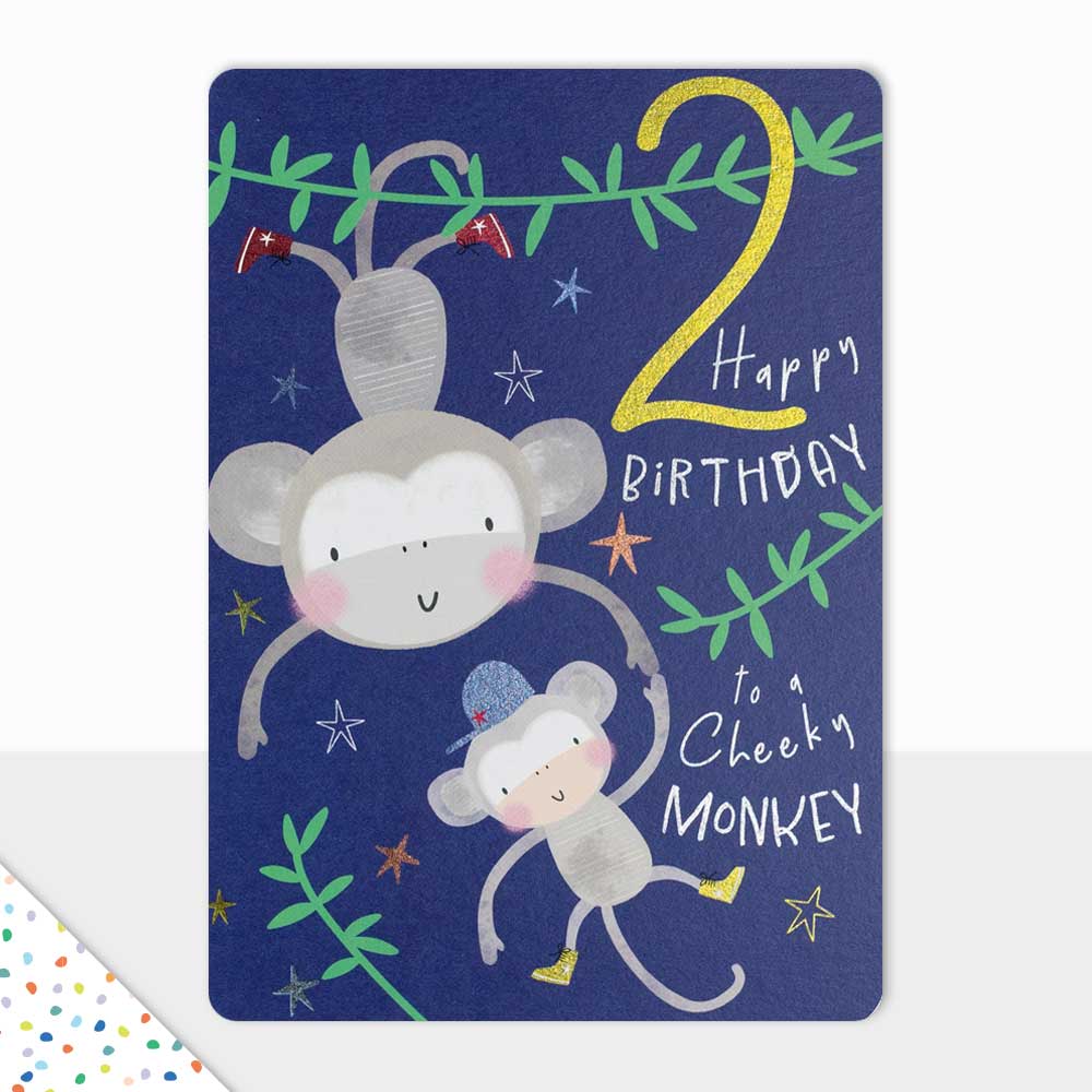 Goodies Happy 2nd Birthday Cheeky Monkey Card