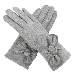 Gloves with bow detail - grey