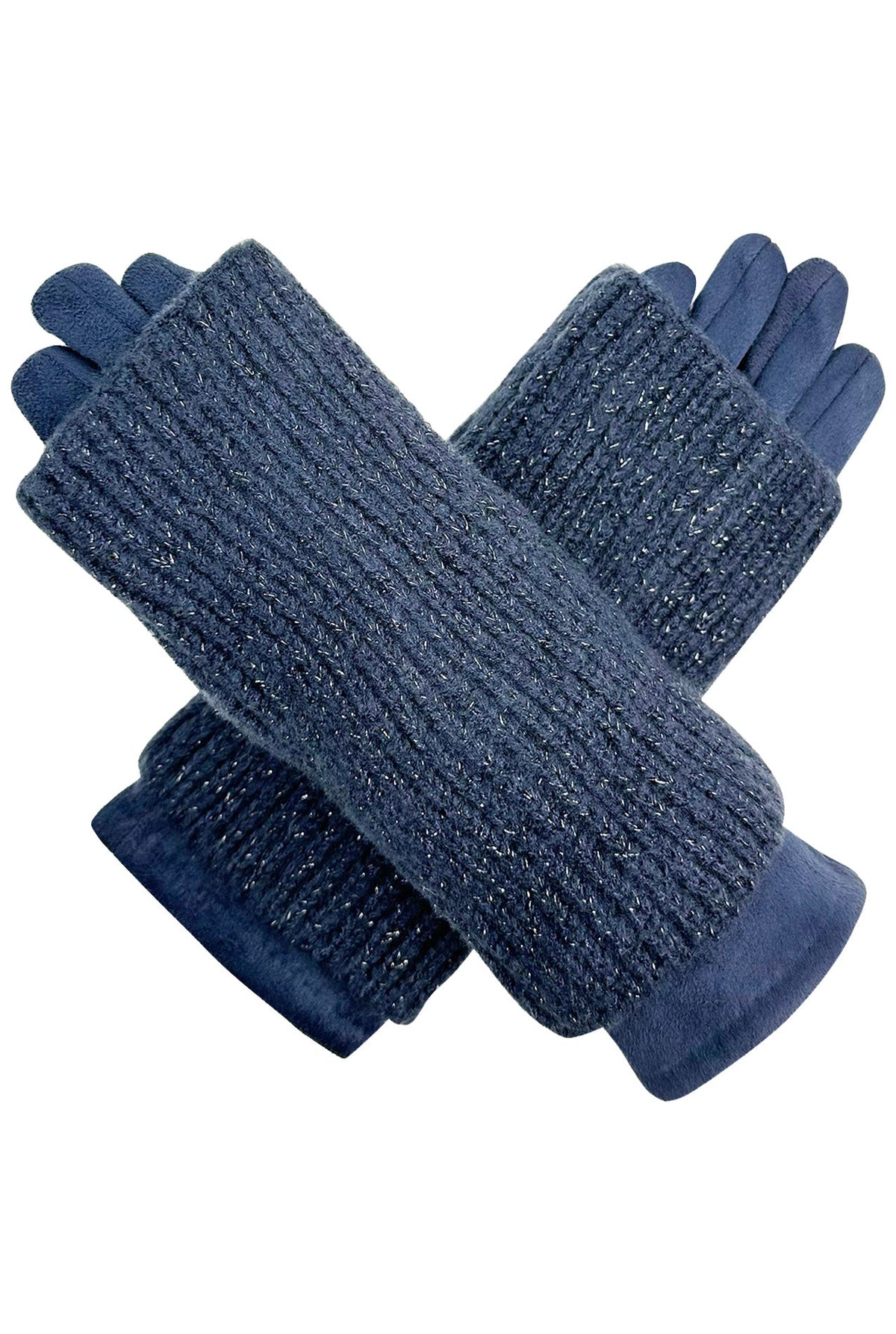 2 in 1 layered touch screen gloves - navy