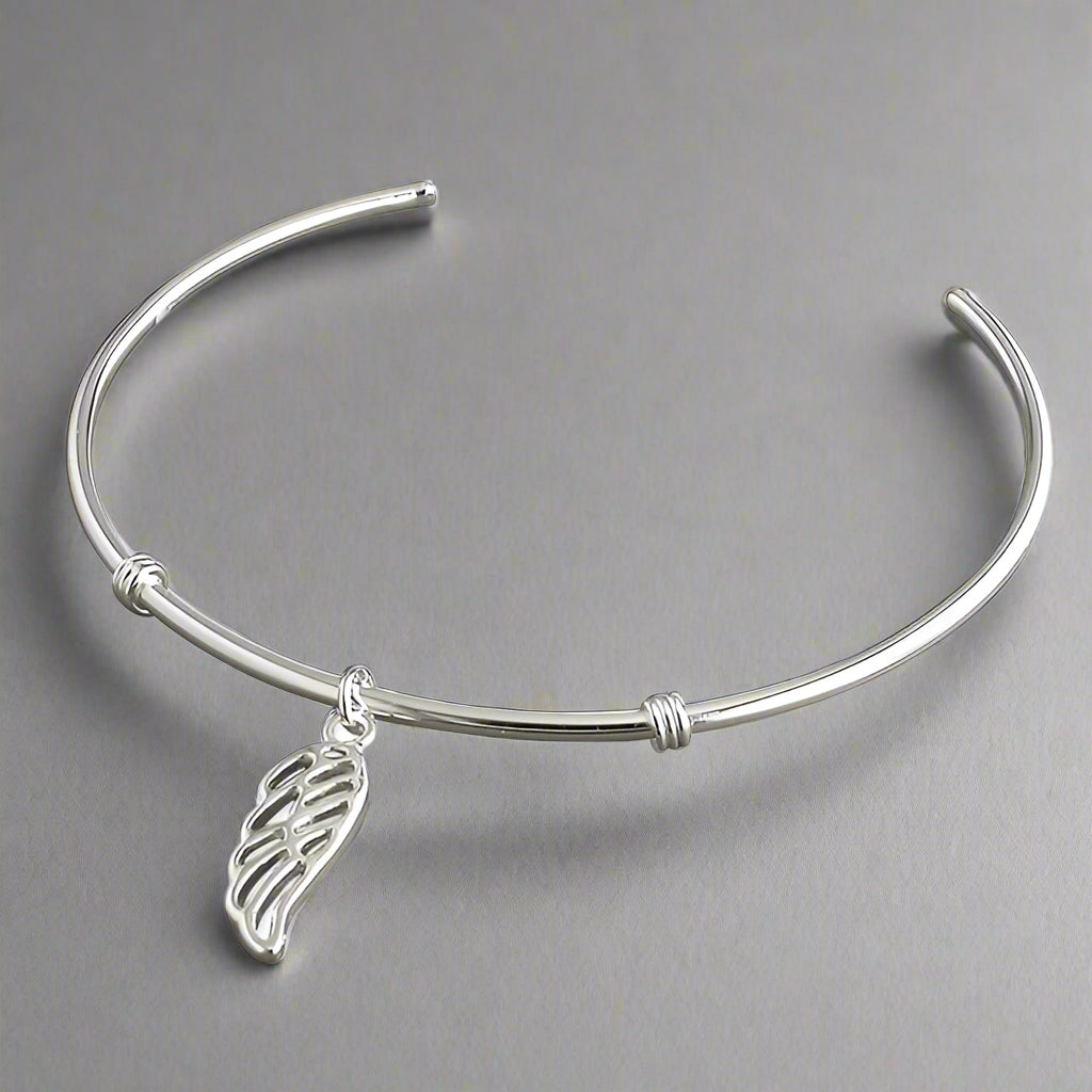Sterling Silver Angel Wing Bangle