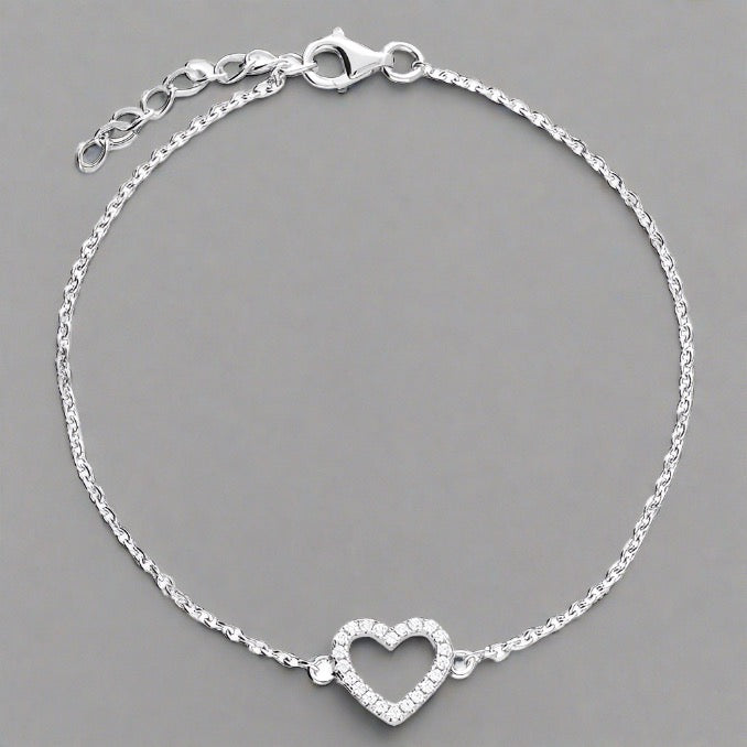 CZ Heart Chain Bracelet