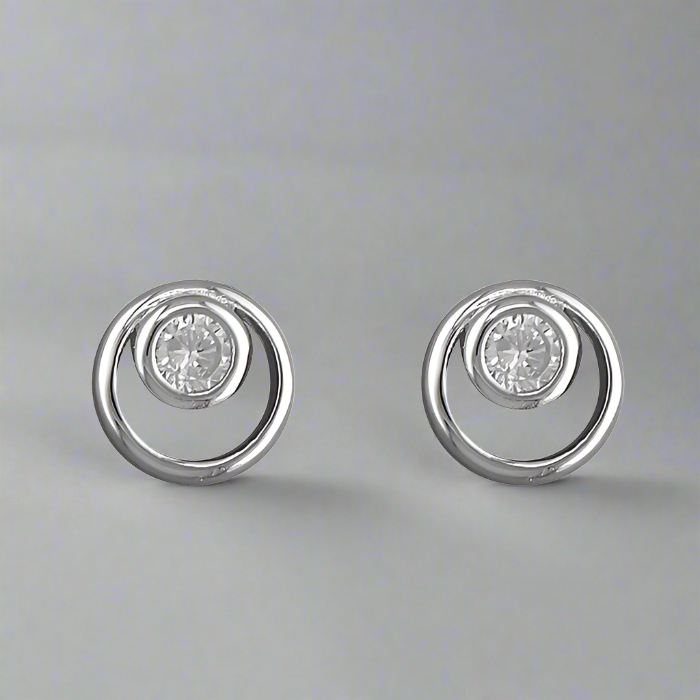 Sterling Silver Cubic Zirconia Stud Earrings