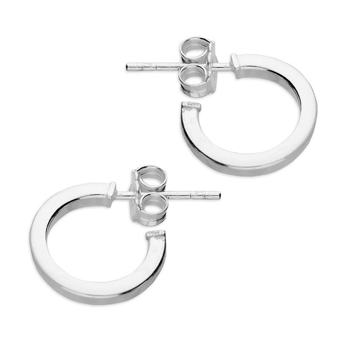 Sterling Silver Square Tube Stud Hoop Earrings