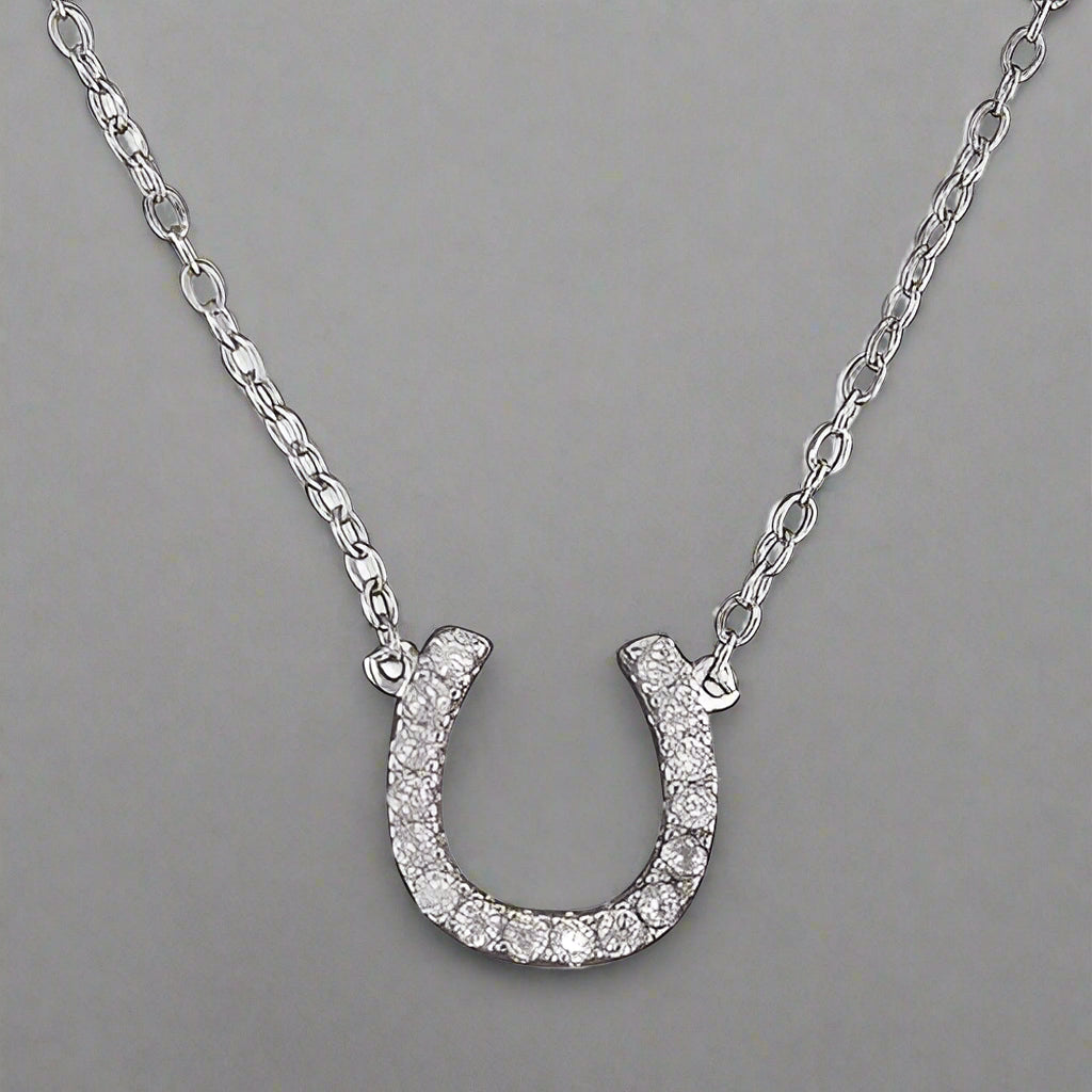 Sterling Silver CZ Horseshoe Necklace