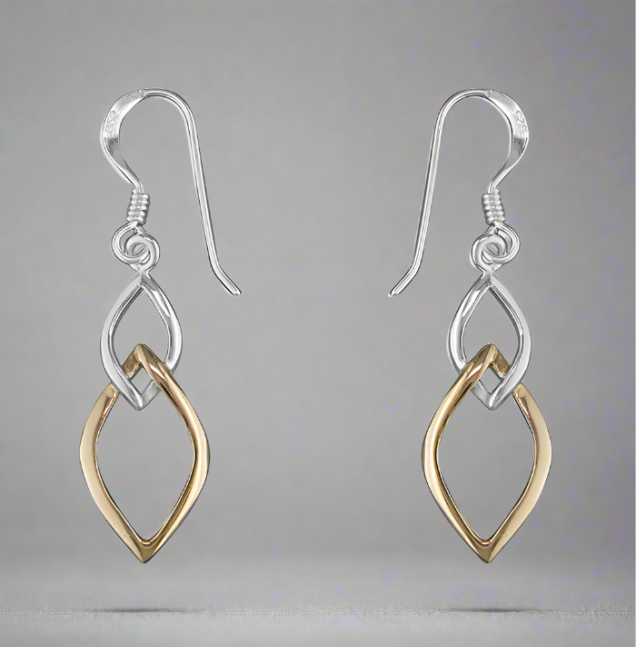 Sterling Silver & Rose Gold Interlocking Drop Earrings
