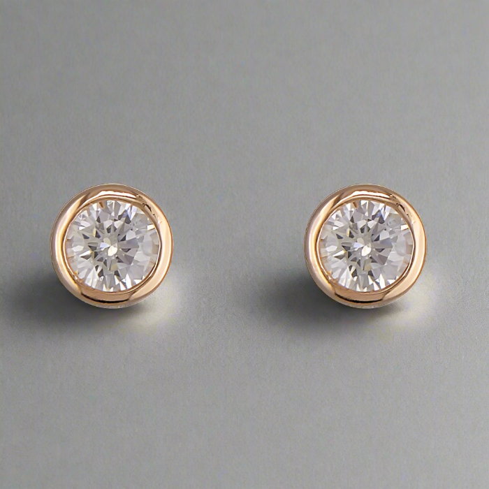 Rose Gold-plated Sterling Silver Cubic Zirconia Stud Earrings