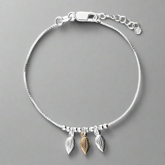 Sterling Silver Triple Leaf Bracelet