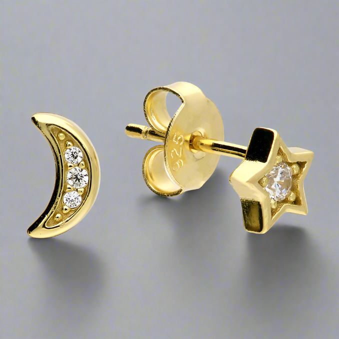 18K Gold-Plated 925 Sterling Silver Star Shape Earrings