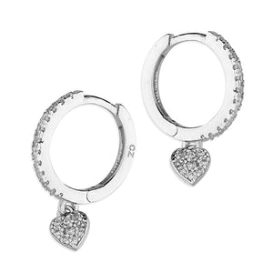 Sterling Silver CZ Heart Charm Huggie Hoop - More Than Just a Gift | Narborough Hall