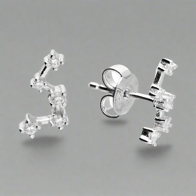 Sterling Silver Cubic Zirconia Constellation Stud Earrings