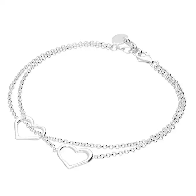 Sterling Silver Double Hearts Bracelet