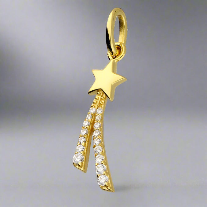 Gold Plated Sterling Silver CZ Shooting Star Necklace