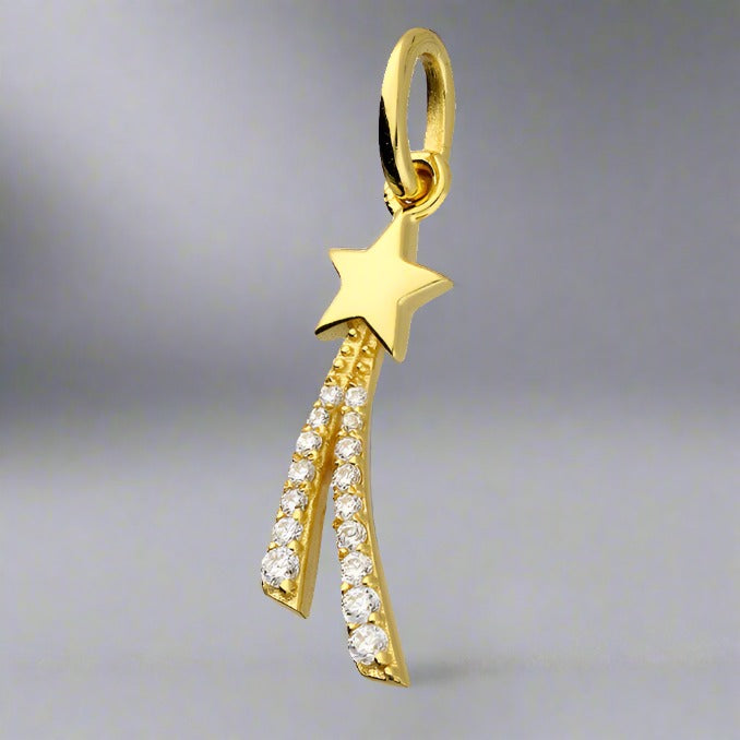 Gold Plated Sterling Silver CZ Shooting Star Necklace