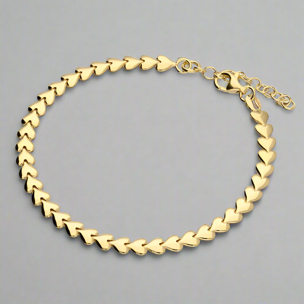 Sterling Silver Gold Endless Hearts Bracelet