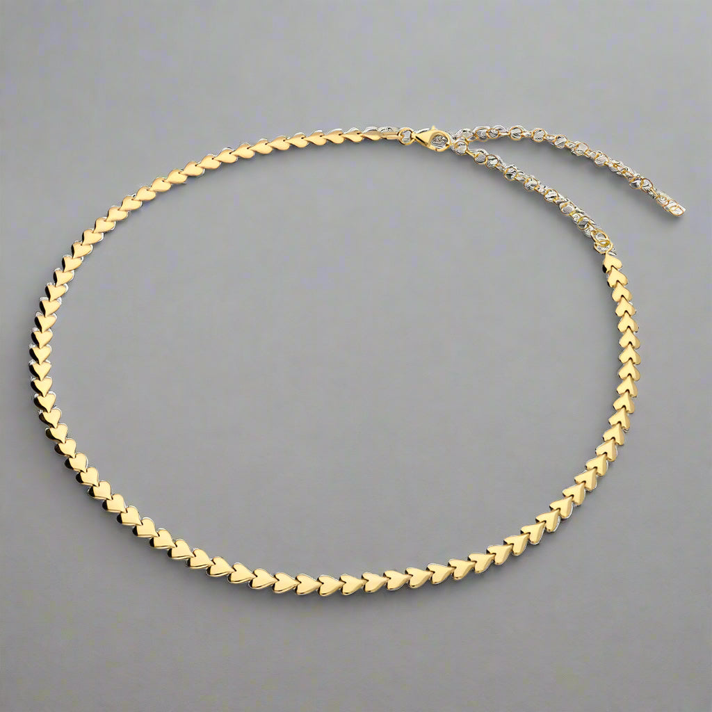 Sterling Silver Gold Endless Hearts Necklace