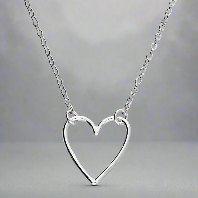 Sterling Silver Delicate Open Heart Necklace