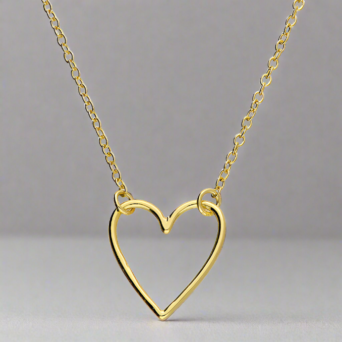 Gold Plated Sterling Silver Small Open Heart Necklace