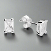 Sterling Silver Rectangular Cubic Zirconia Earrings