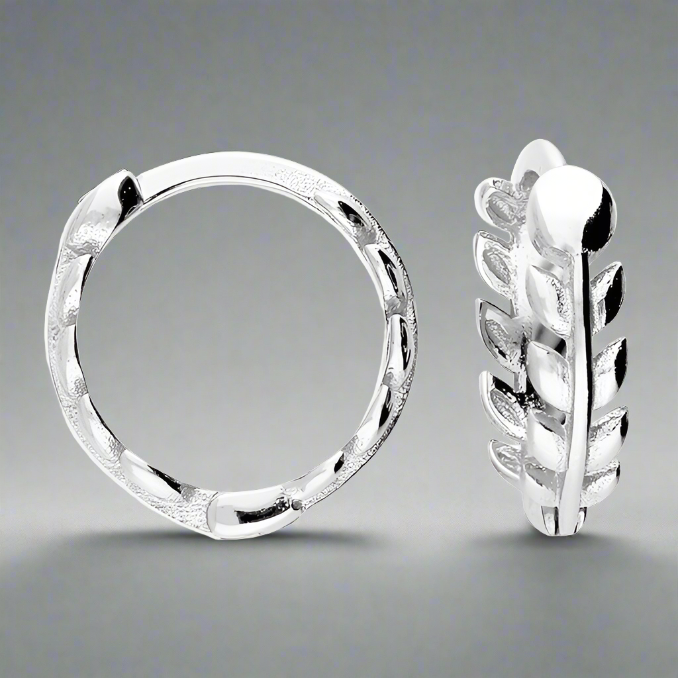 Iris & Miel Sterling Silver Leaf Huggie Hoop Earrings