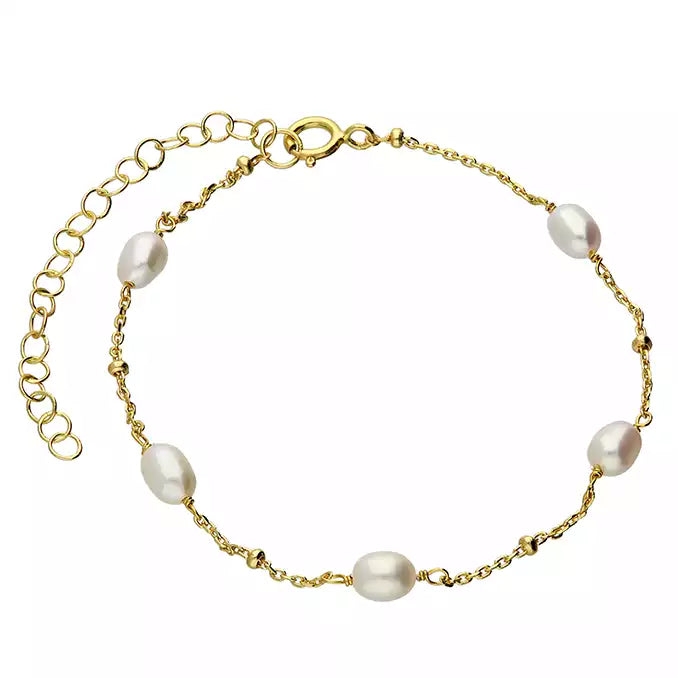 Sterling Silver Gold Plated Pearl Bracelet