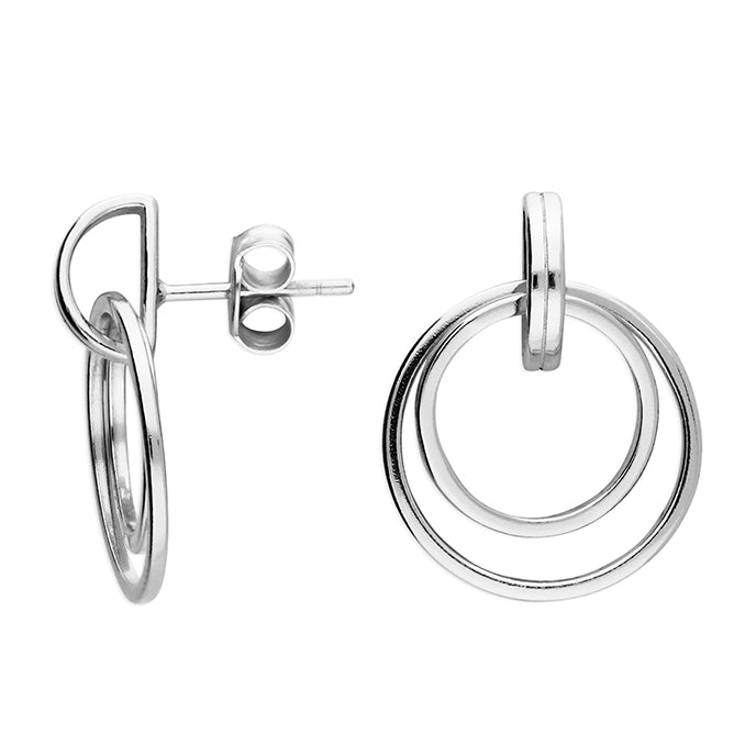 Sterling Silver Double Circle Hoop Earrings