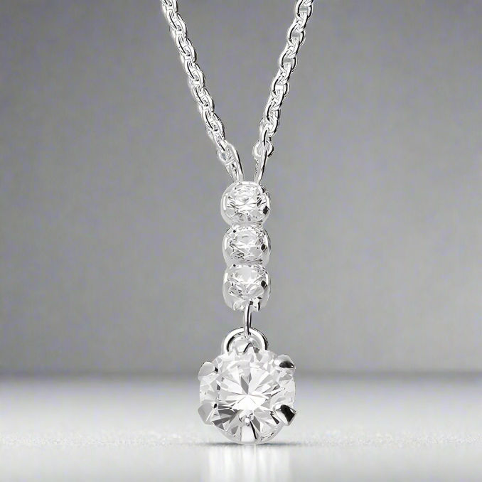 Sterling Silver Delicate Multi CZ Necklace